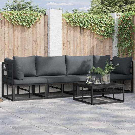 Garden Sofa Set with Cushion Black Aluminium