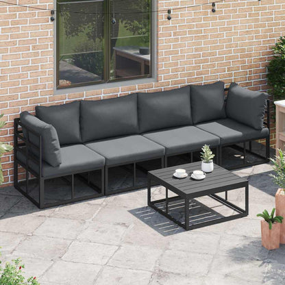 Garden Sofa Set with Cushion Black Aluminium