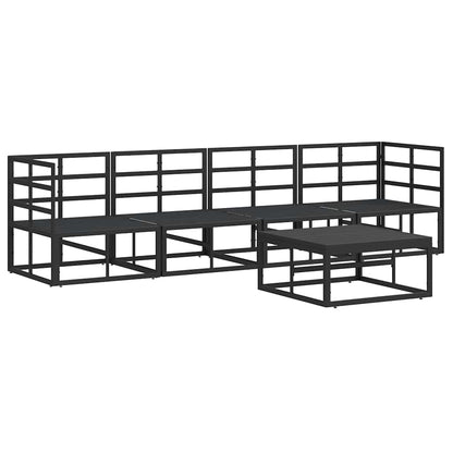 Garden Sofa Set with Cushion 5 pcs Black Aluminium