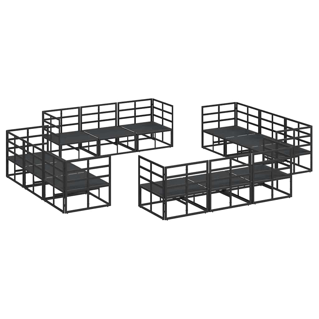 Garden Sofa Set with Cushion 12 pcs Black Aluminium