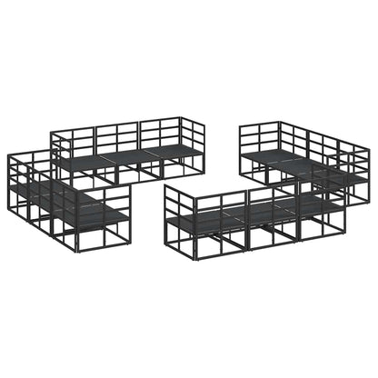 Garden Sofa Set with Cushion 12 pcs Black Aluminium