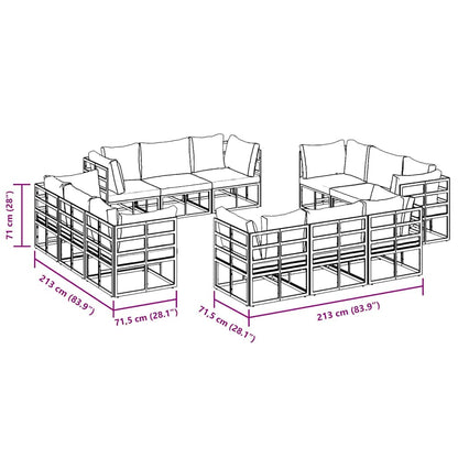 Garden Sofa Set with Cushion 12 pcs Black Aluminium