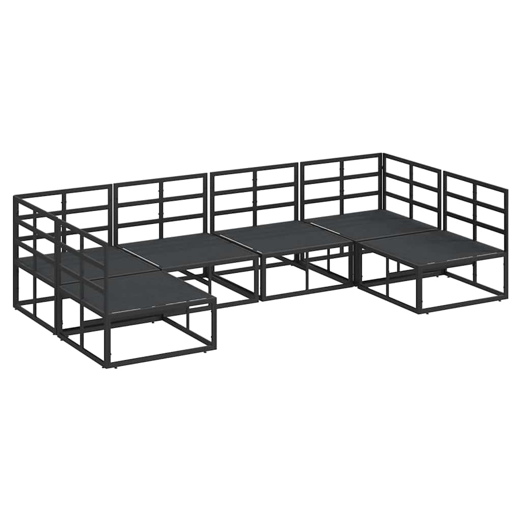 Garden Sofa Set with Cushion Black Aluminium