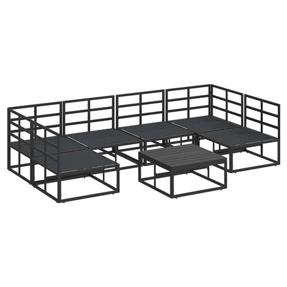 Garden Sofa Set with Cushion 7 pcs Black Aluminium