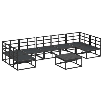 Garden Sofa Set with Cushion 8 pcs Black Aluminium
