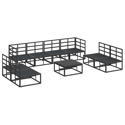 Garden Sofa Set with Cushion 9 pcs Black Aluminium