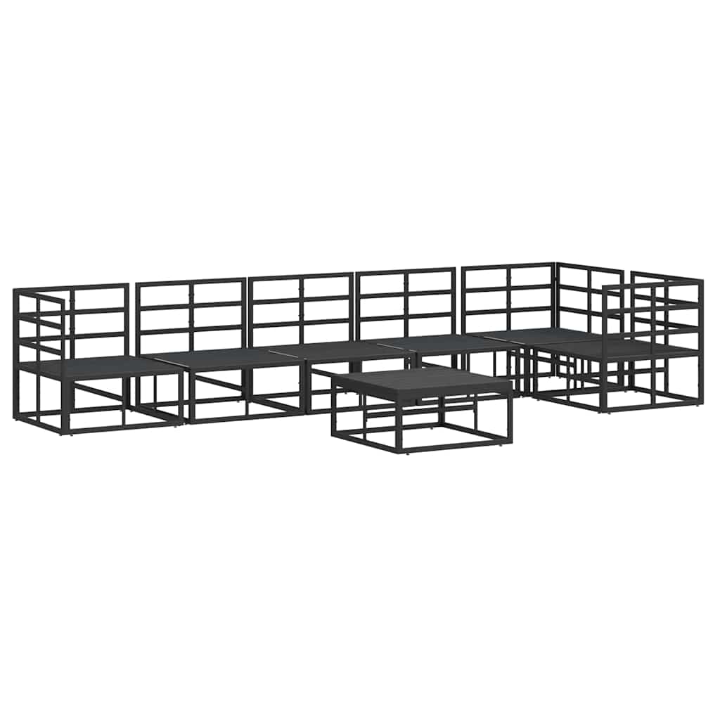 Garden Sofa Set with Cushion Black Aluminium