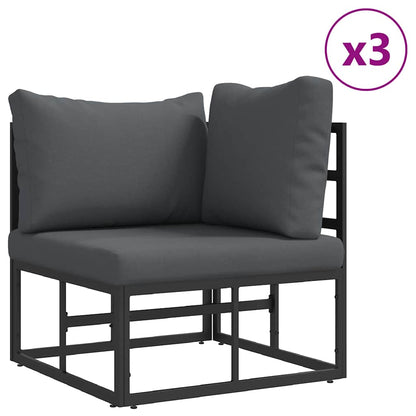Garden Sofa Set with Cushion 9 pcs Black Aluminium