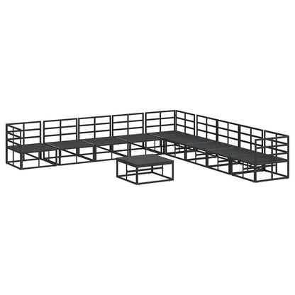 Garden Sofa Set with Cushion 10 pcs Black Aluminium