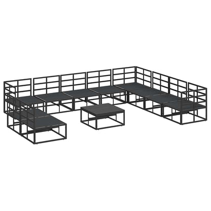 Garden Sofa Set with Cushion 11 pcs Black Aluminium