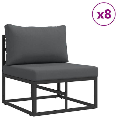 Garden Sofa Set with Cushion Black Aluminium