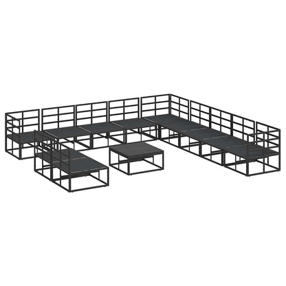 Garden Sofa Set with Cushion Black Aluminium
