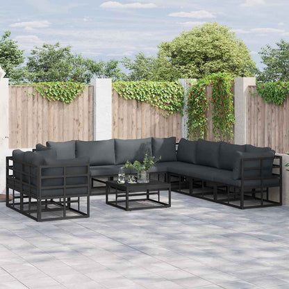 Garden Sofa Set with Cushion Black Aluminium