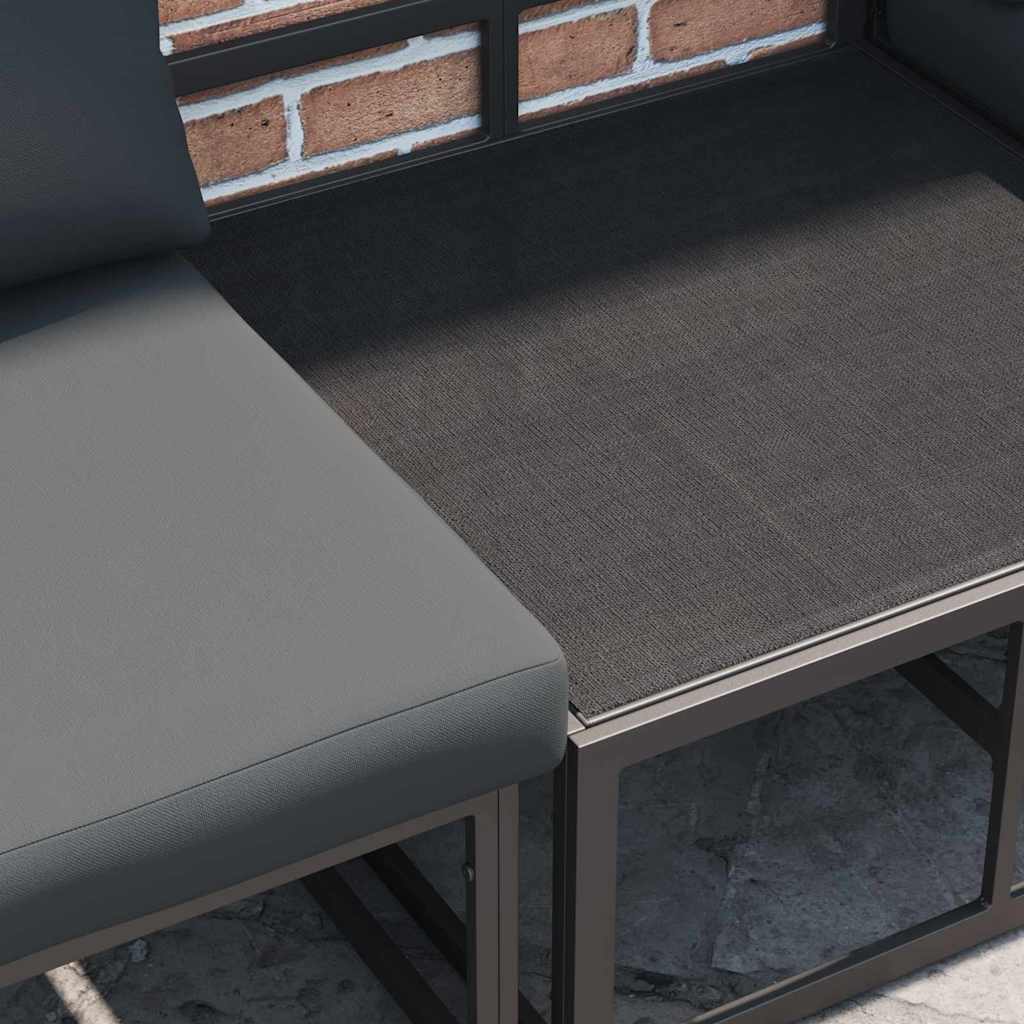 Garden Sofa Set with Cushion Black Aluminium