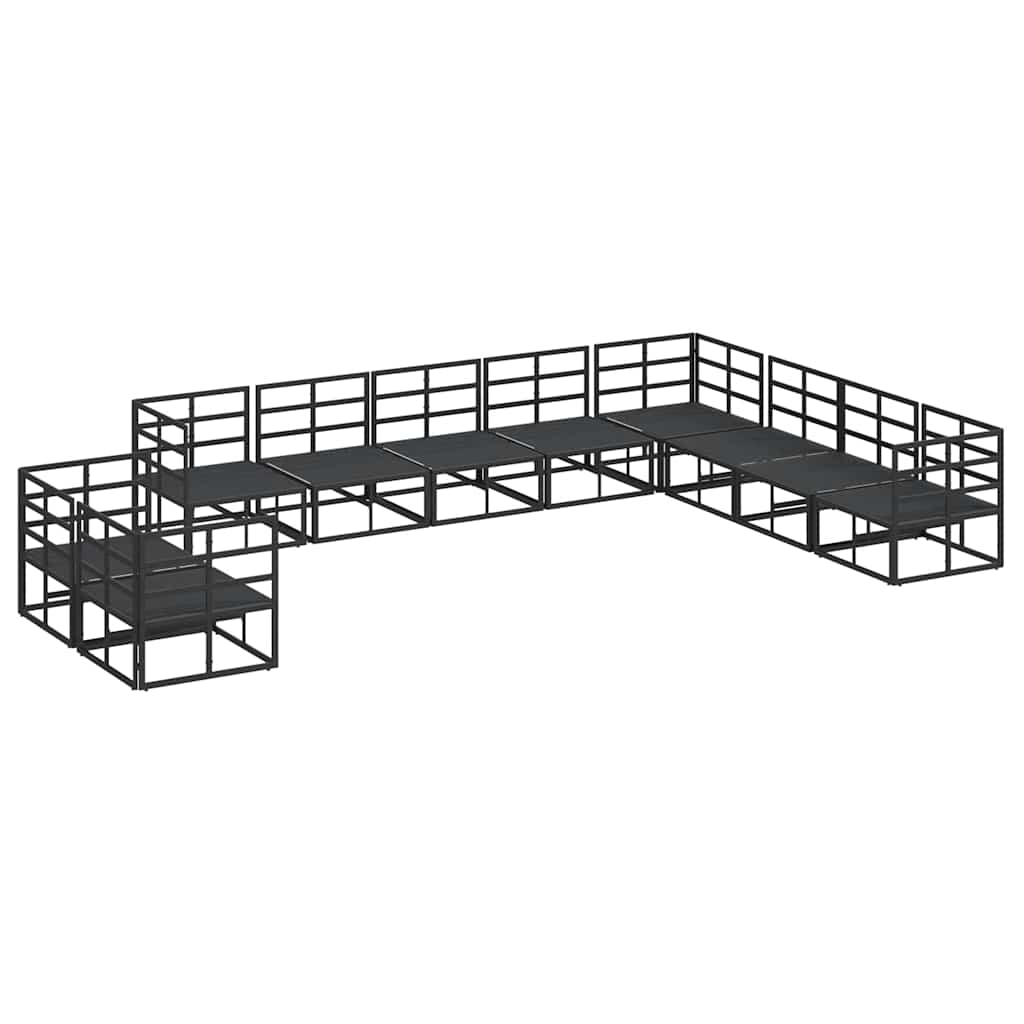 Garden Sofa Set with Cushion Black Aluminium