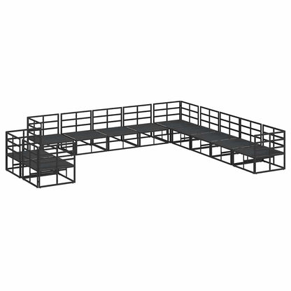 Garden Sofa Set with Cushion Black Aluminium