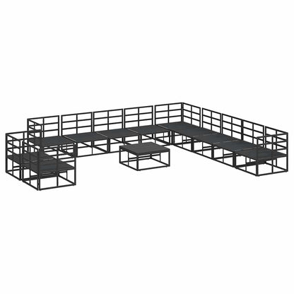 Garden Sofa Set with Cushion Black Aluminium