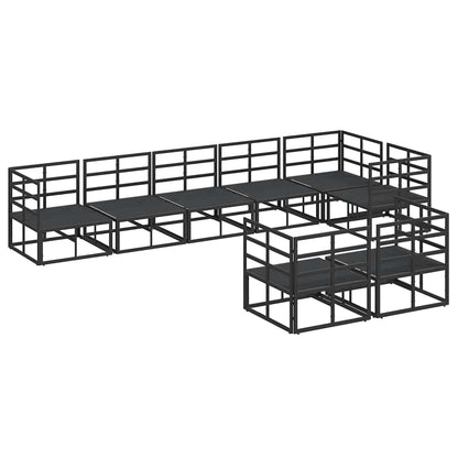 Garden Sofa Set with Cushion Black Aluminium