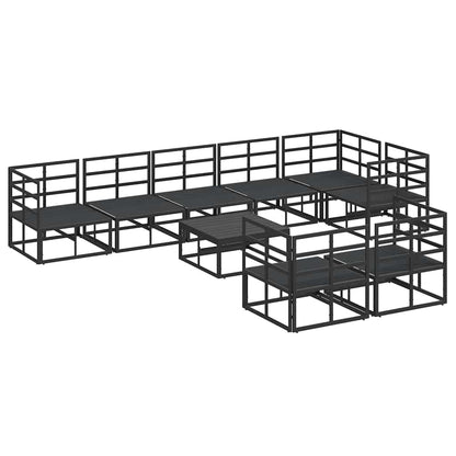 Garden Sofa Set with Cushion Black Aluminium