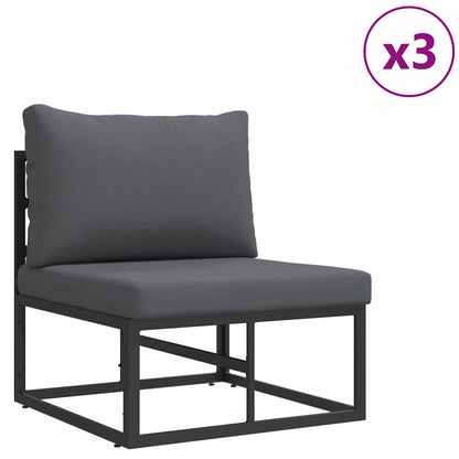 Garden Sofa Set with Cushion Black Aluminium