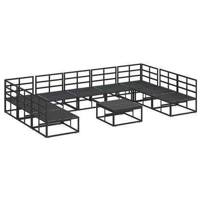 Garden Sofa Set with Cushion Black Aluminium