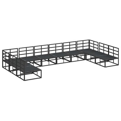 Garden Sofa Set with Cushion Black Aluminium