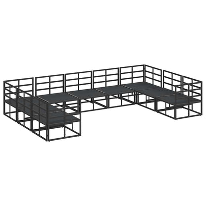 Garden Sofa Set with Cushion Black Aluminium