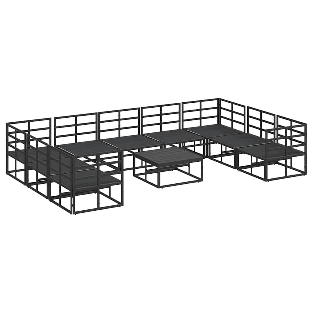 Garden Sofa Set with Cushion Black Aluminium