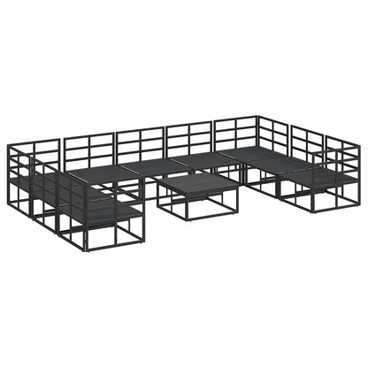 Garden Sofa Set with Cushion Black Aluminium