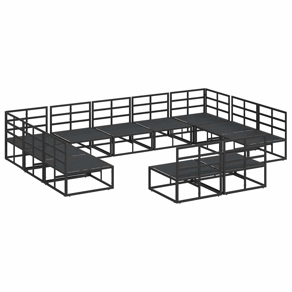 Garden Sofa Set with Cushion Black Aluminium