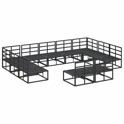 Garden Sofa Set with Cushion Black Aluminium