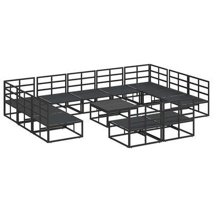 Garden Sofa Set with Cushion 12 pcs Black Aluminium