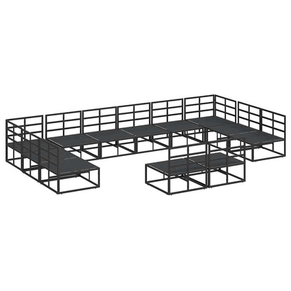 Garden Sofa Set with Cushion Black Aluminium