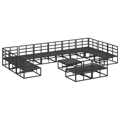 Garden Sofa Set with Cushion 13 pcs Black Aluminium