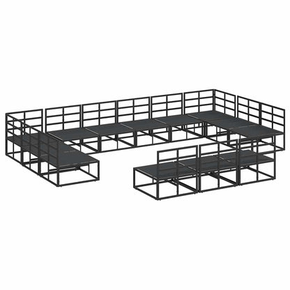 Garden Sofa Set with Cushion Black Aluminium