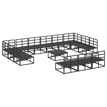 Garden Sofa Set with Cushion Black Aluminium
