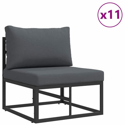 Garden Sofa Set with Cushion Black Aluminium