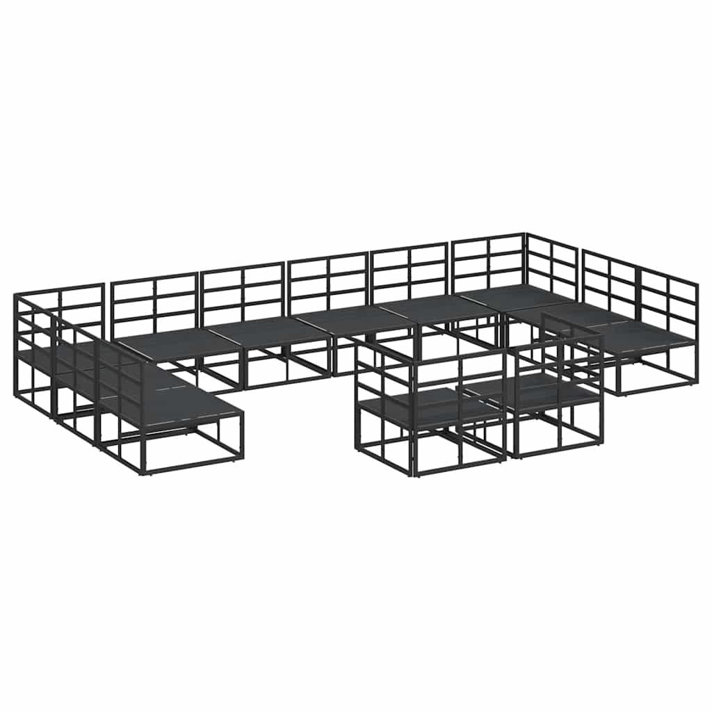 Garden Sofa Set with Cushion Black Aluminium