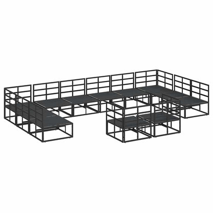 Garden Sofa Set with Cushion Black Aluminium