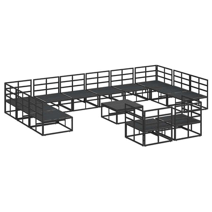 Garden Sofa Set with Cushion 13 pcs Black Aluminium