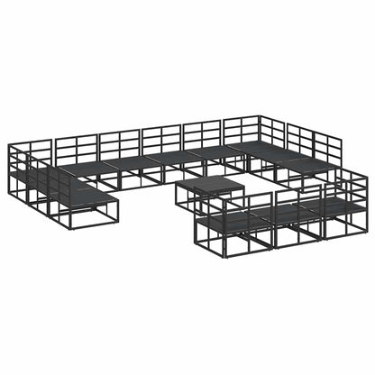 Garden Sofa Set with Cushion 14 pcs Black Aluminium