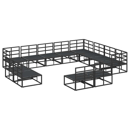 Garden Sofa Set with Cushion 12 pcs Black Aluminium