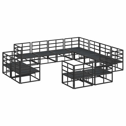 Garden Sofa Set with Cushion Black Aluminium
