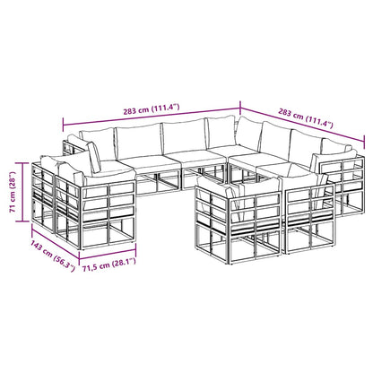 Garden Sofa Set with Cushion Black Aluminium