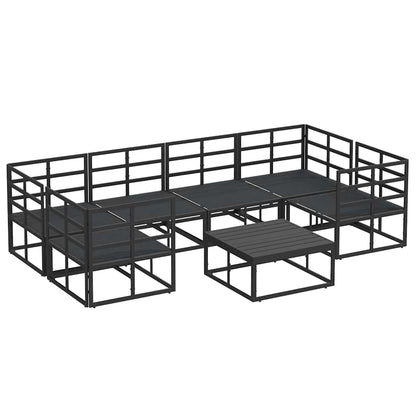 Garden Sofa Set 7 pcs Black Aluminium