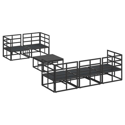 Garden Sofa Set with Cushion 6 pcs Black Aluminium