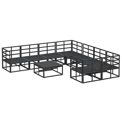 Garden Sofa Set with Cushion 9 pcs Black Aluminium