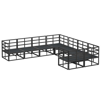 Garden Sofa Set with Cushion 8 pcs Black Aluminium