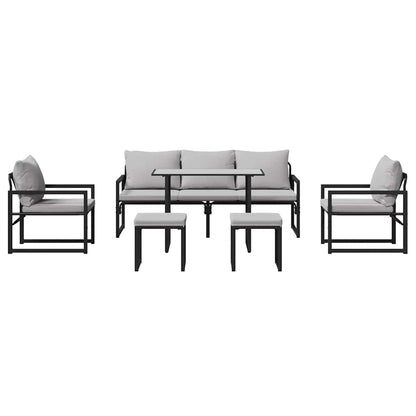 Garden Sofa Set Black Steel