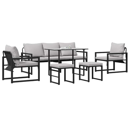 Garden Sofa Set Black Steel